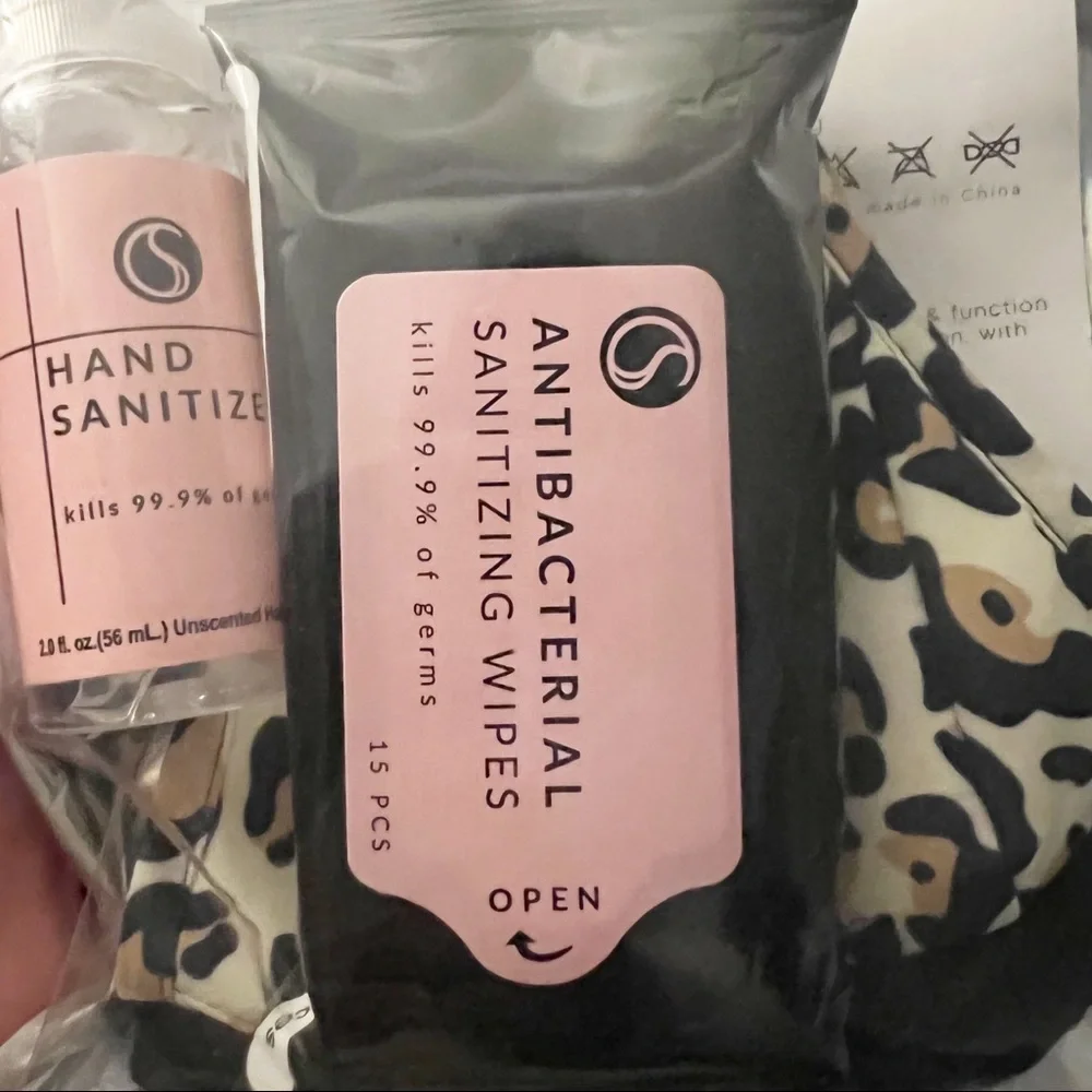 Reusable Leopard Face Mask Sanitizer and Wipes Gift Pack